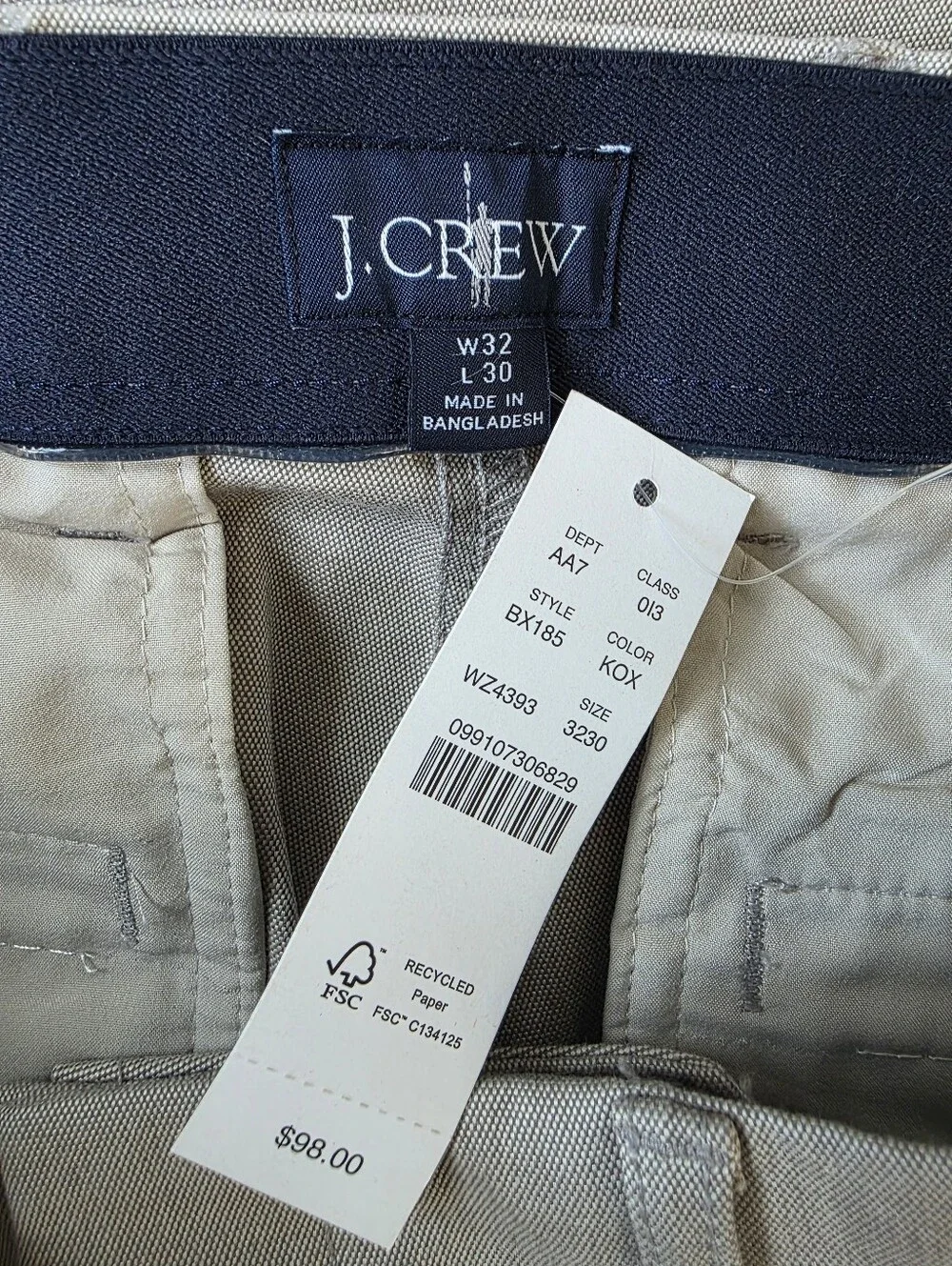 **J.Crew 484 Slim-Fit Tech Pants Light Gray Taupe Men's 32x30 NWT